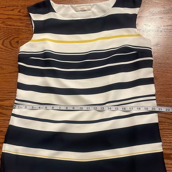LOFT nautical stripe sleeveless dress zipped side / oval neckline size 12 - 14 - Picture 10 of 12